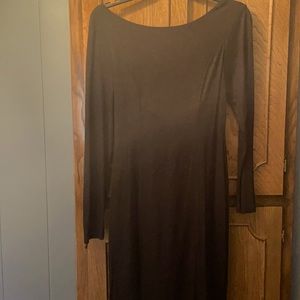 Black somewhat sparkling dress.